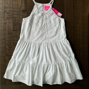 Lilly Pulitzer Britt Cotton Haler Dress in Resort White, NWT, size 4